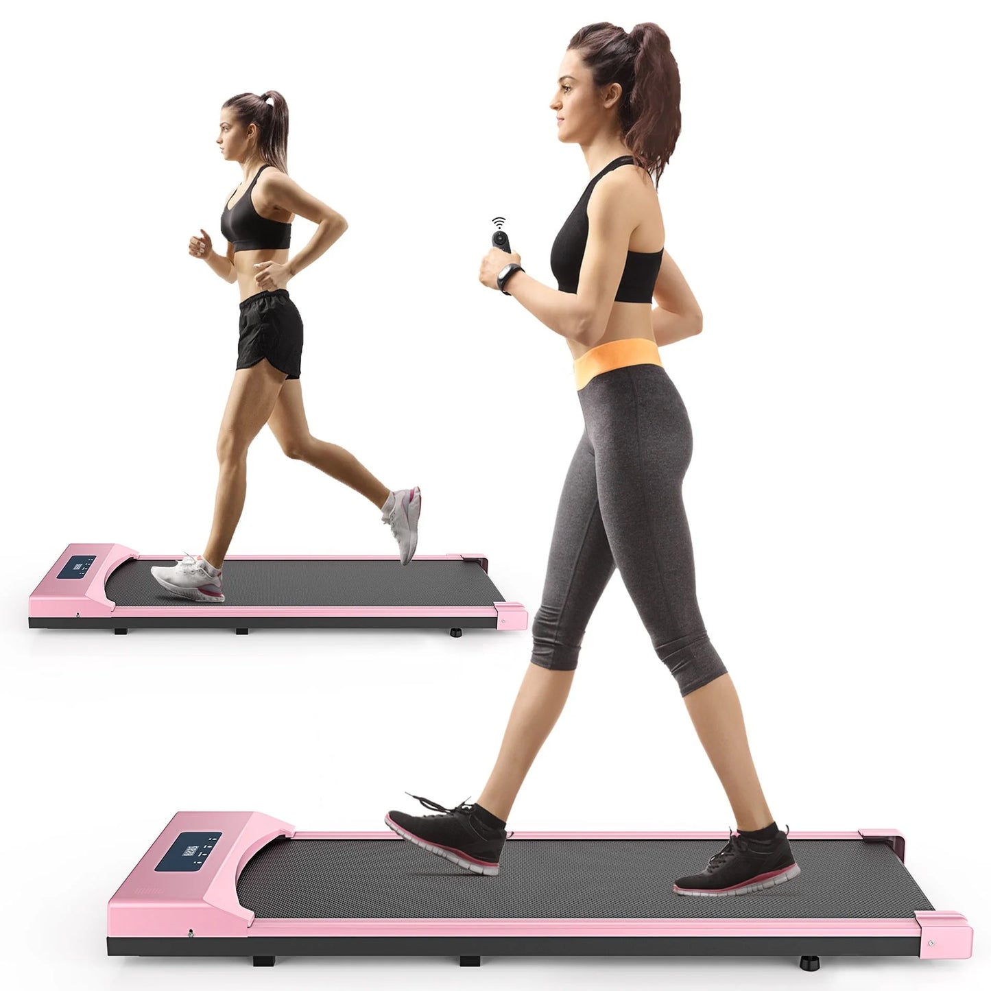 Tikmboex 2.5HP Under Desk Treadmill with LED Display Wireless Remote Control38.5" x 15" Quiet & Compact Walking Pad for Home Office, Pink