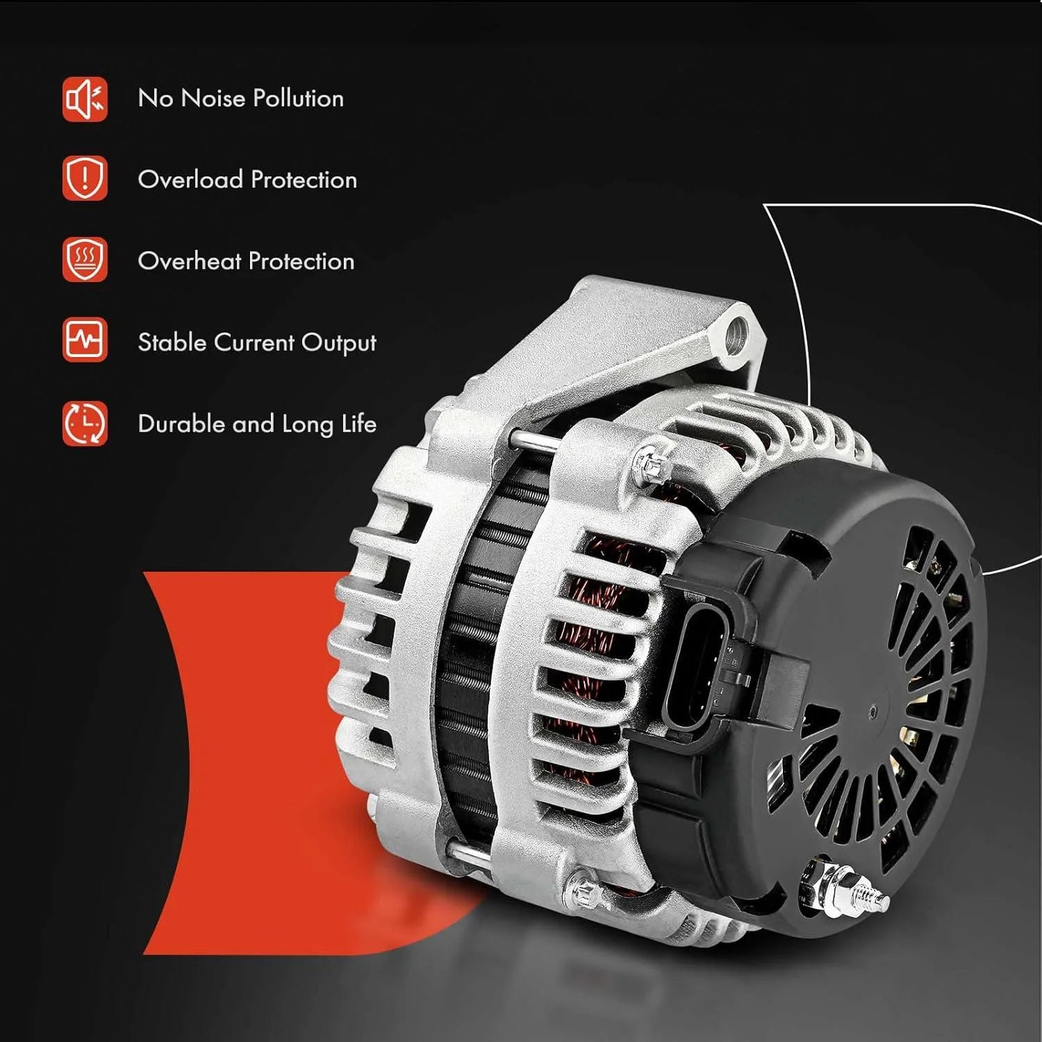 A-Premium Alternator Compatible with Volvo S40 2004, L5 2.4L 2.5L, 12V 150Amp Clockwise 5-Groove Clutch Pulley, Replace# 104210-4050, 3M5T-10300-UA, 30667051