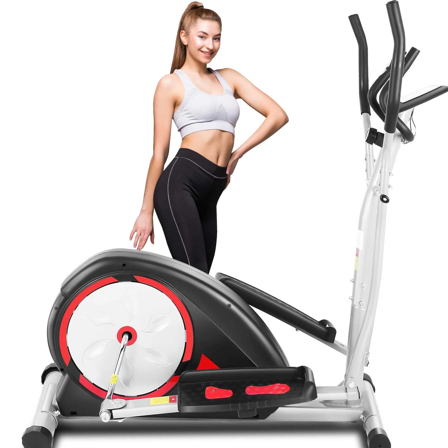 ANCHEER Exercise Elliptical Machine with 8 Resistance Method, 15" Stride Cross Trainer with Pulse Rate Grips, LCD Monitor, Smooth Quiet Driven, 350 lbs Weight Capacity for Home Office