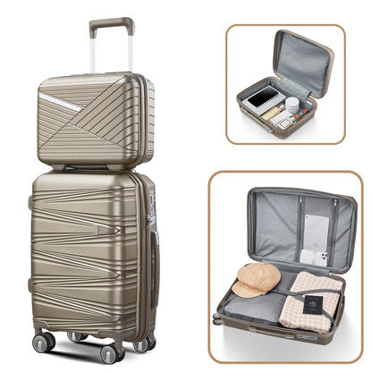 4 Piece Luggage Set Expandable Hardshell Travel Luggage Sets 8 Spinner Wheel Suitcase Wheels TSA Lock Suit Case, PP Lightweight & Durable wheels Upright Suitcase, 14/20/24/28 Inch