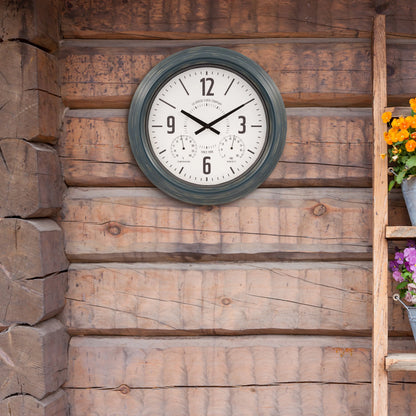 La Crosse Clock 18" Hamilton Indoor/Outdoor Blue Analog Quartz Analog Metal Clock, 433-3838
