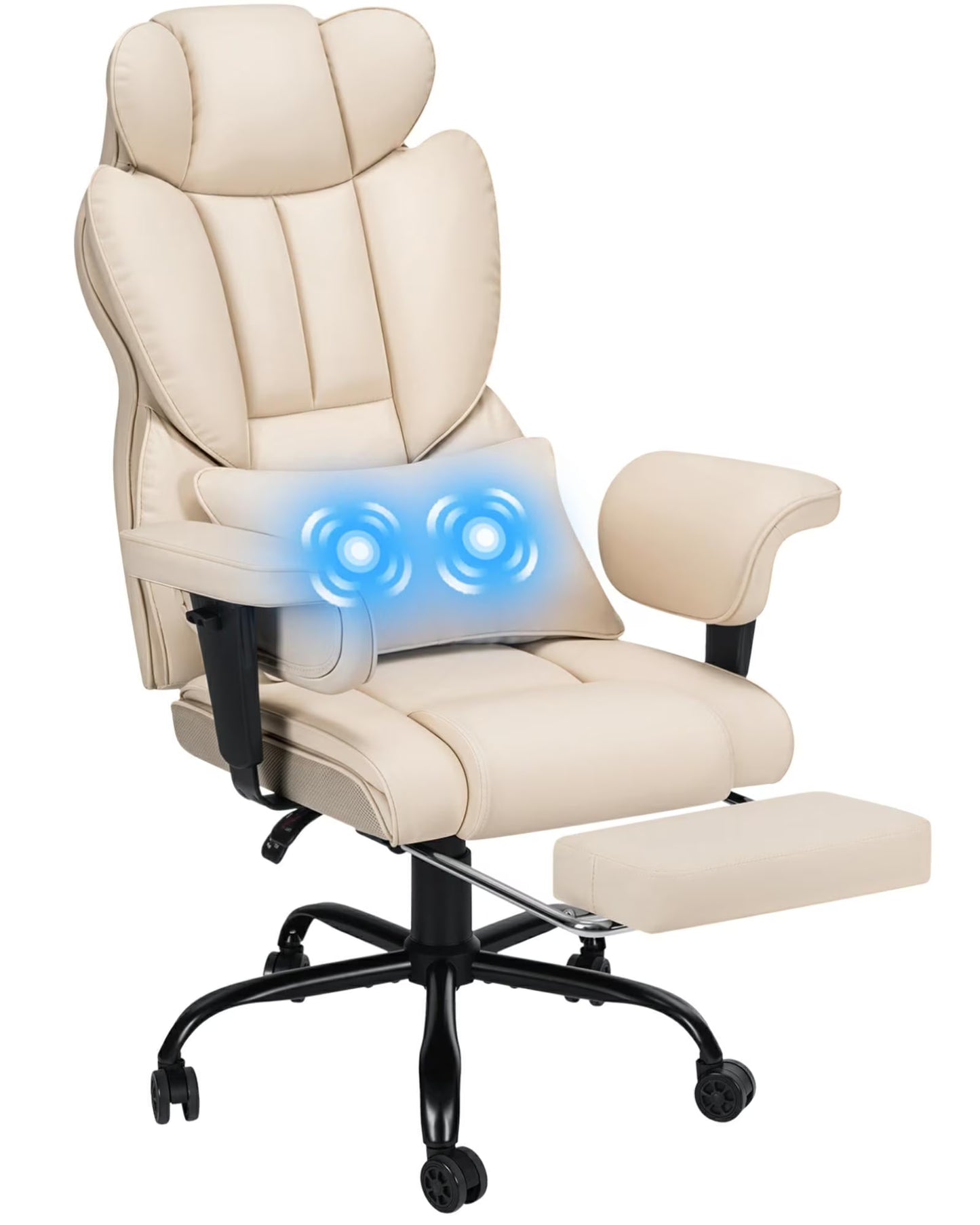 Hoffree Big and Tall Fabric Office Chair 450lbs, Executive Desk Chair with Massage Ergonomic Computer Chair with Footrest Reclining Desk Office Chair with Lumbar Support for Home Office