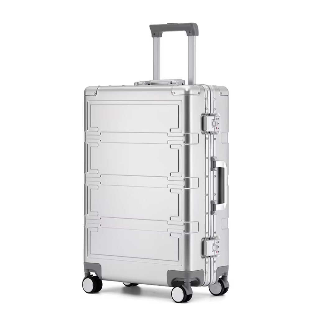 All Aluminum Magnesium Zipperless Carry on Luggage Airline Approved, Hardside Carry on Suitcase with TSA Lock, Lightweight Hardshell Luggage Metal Rolling Luggage for Travel