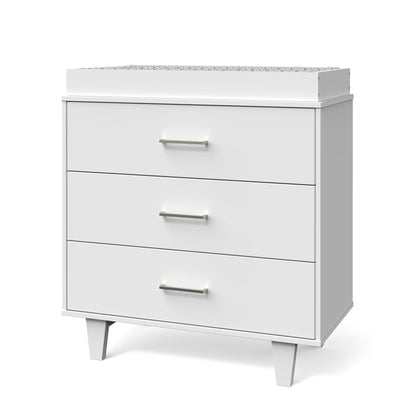 Child Craft Soho 42" Interlocking 4-Drawer Chest for Nursery or Bedroom, Tip-Resistant, Modern Style, White/Natural
