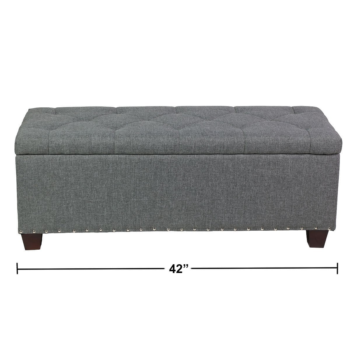 Magshion Rectangular Storage Ottoman Bench Tufted Footrest Lift Top Pouffe Ottoman, Coffee Table, Seat, Foot Rest, and more 42'', Linen Grey