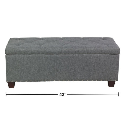 Magshion Rectangular Storage Ottoman Bench Tufted Footrest Lift Top Pouffe Ottoman, Coffee Table, Seat, Foot Rest, and more 42'', Linen Grey