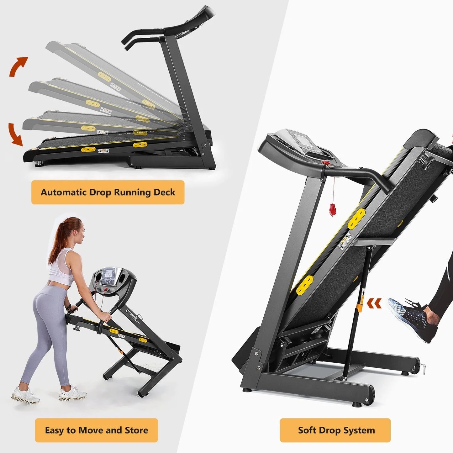MaxKare 2.5 HP Folding Treadmill 12% Auto Incline, Max 8.5 MPH Speed, 220lbs Weight Capacity, 15 Preset Programs, Home Office Use