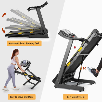MaxKare 2.5 HP Folding Treadmill 12% Auto Incline, Max 8.5 MPH Speed, 220lbs Weight Capacity, 15 Preset Programs, Home Office Use