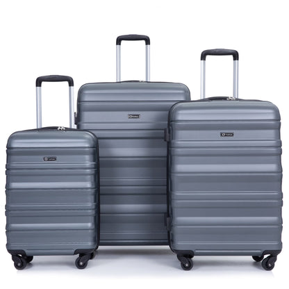 PAPROOS Hardside Luggage Set, 3 Piece 21in 25in 29in Carry on Suitcases Set with 2 Hooks and TSA Lock, Modern Lightweight Luggage Set, Hardshell Expandable Suitcase Set for Family Travel, Black