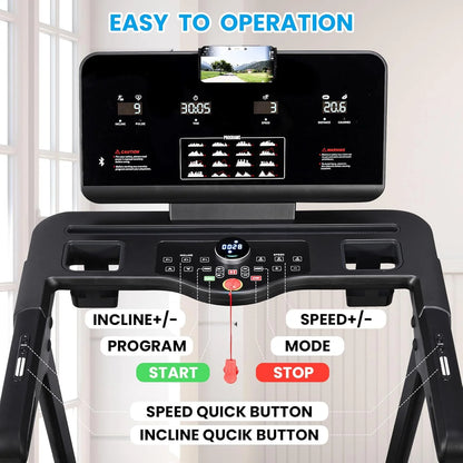 Walking Pad,Treadmill with Incline for Home Office,3.5HP Portable Desk Treadmill with 350LBS Capacity,Foldable Walking or Running Treadmill w 20" Wide Belt,0.5-20 MPH Speed,60 Programs,APP Control