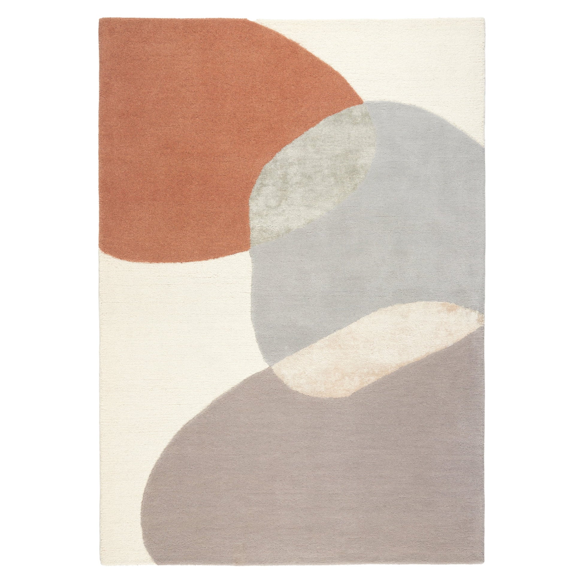 TOWN & COUNTRY LUXE Olso Abstract Colorblock Handcrafted Wool Area Rug, Beige/Blue/Grey, 5'x7'