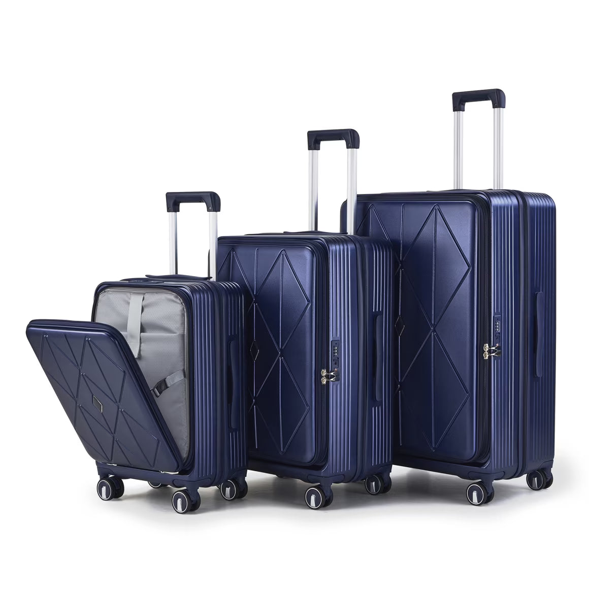 3 Piece luggage sets, Expandable Luggage 20/24/28 Inches with TSA Lock, PC Hardshell Luggage with Front Compartment, Airline Approved, Pink