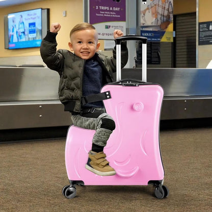 VAHIGCY Kids Luggage, Kids Ride-on Luggage with Spinner Wheels Suitcase, Kid's Ride-On Suitcase Help Your Child Relax, Carry On Trolley Luggage with Password Lock, 20"
