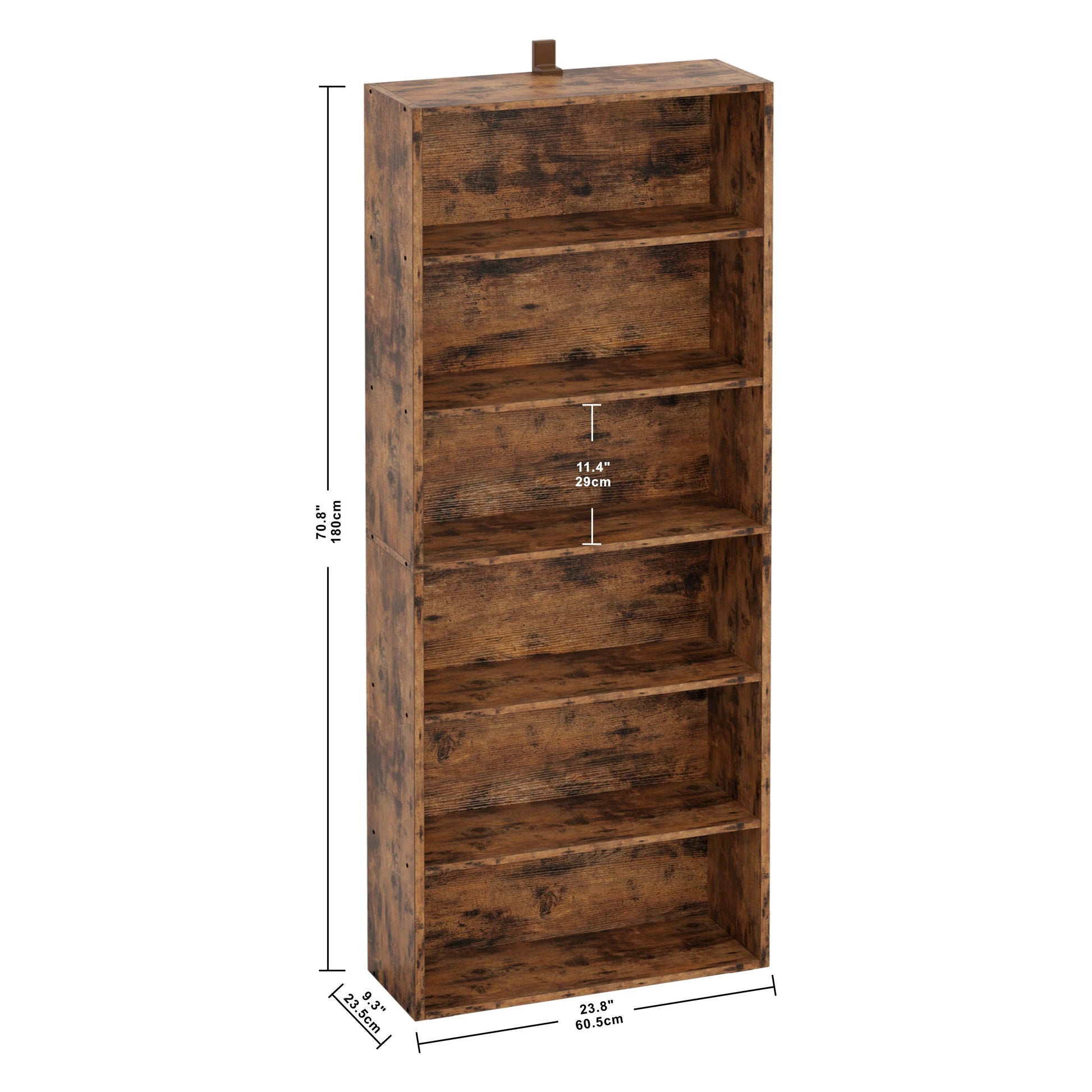 IRONCK Bookcases Floor Standing 6 Tier Shelves 70in Tall for Home Office, Vintage Brown