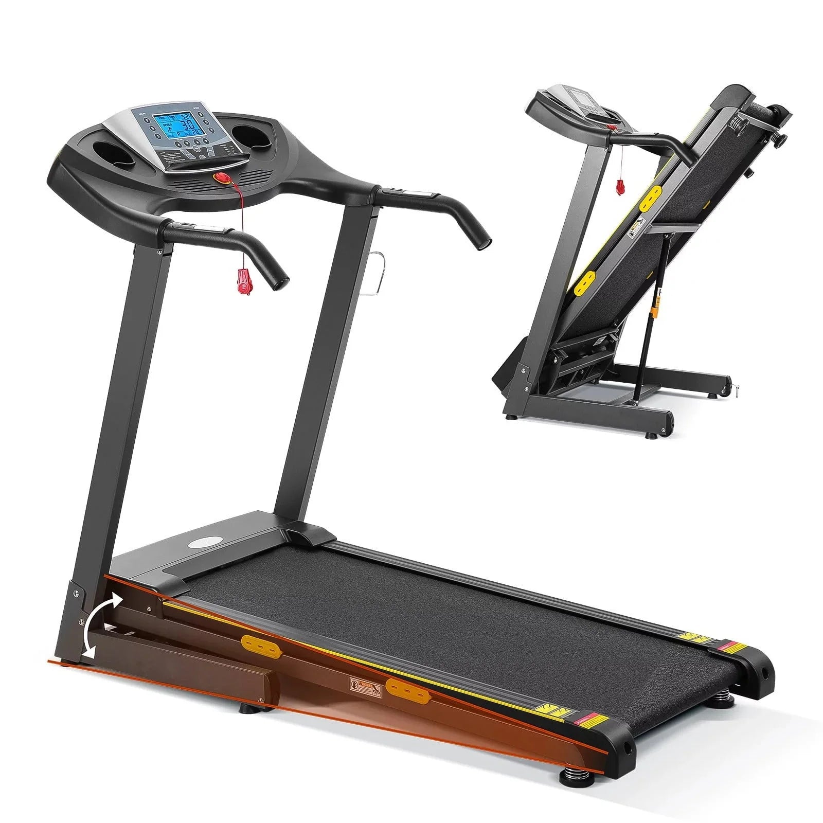 MaxKare 2.5 HP Folding Treadmill 12% Auto Incline, Max 8.5 MPH Speed, 220lbs Weight Capacity, 15 Preset Programs, Home Office Use