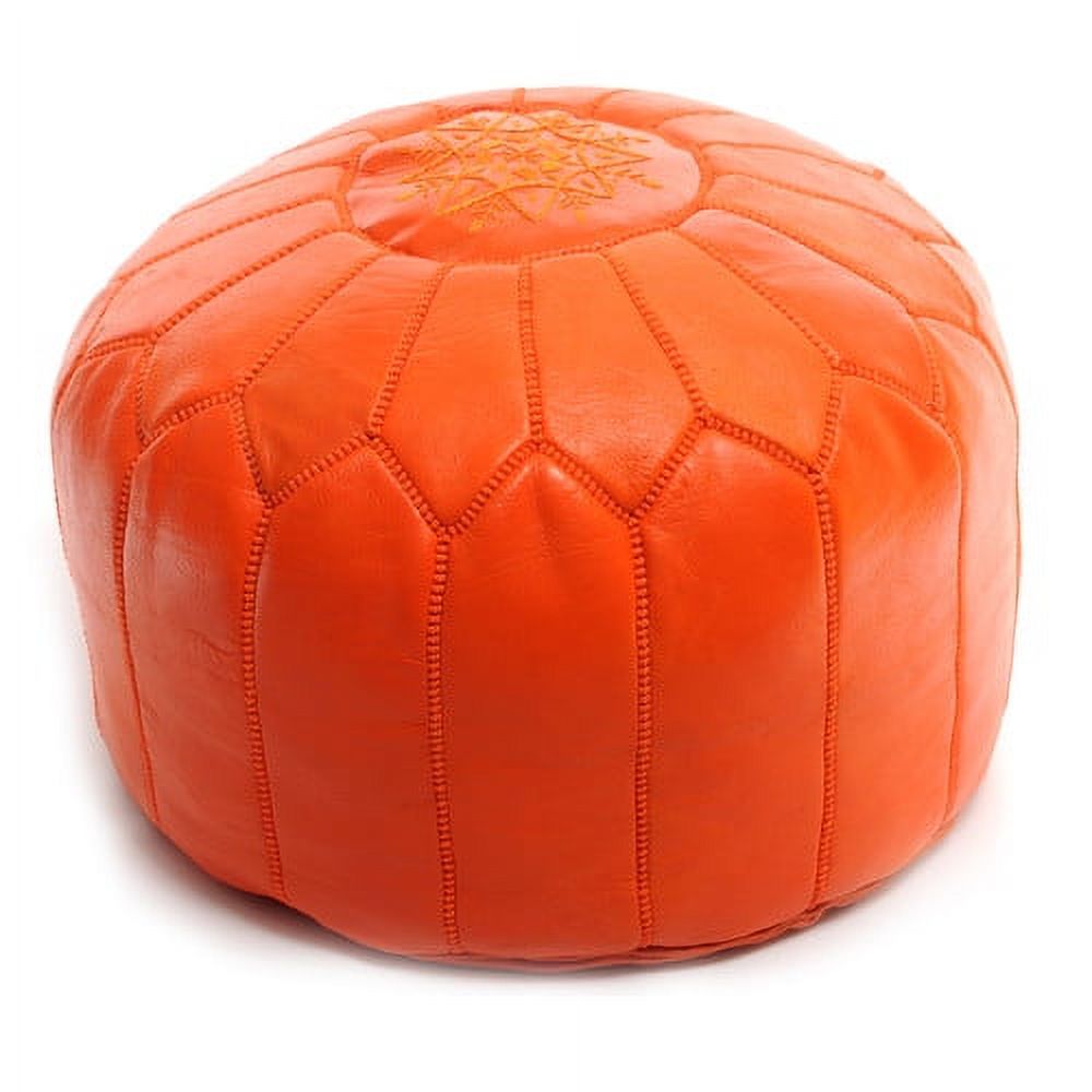 BeldiNest Moroccan Genuine Leather Pouf Ottoman - Pre-Filled, Handmade, Round Ottoman, Bohemian Footstool, Perfect Home Ottoman Footrest, Size: D20" H14"- Turquoise