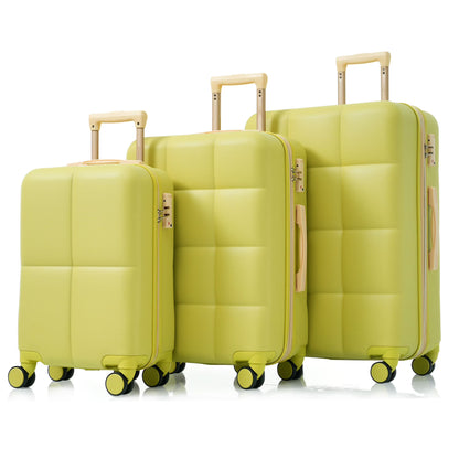 Luggage Set of 3, 20-inch with USB Port, Airline Certified Carry-on Luggage with Cup Holder, ABS Hard Shell Luggage with Spinner Wheels, white