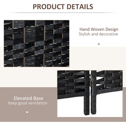 HOMCOM 6' Tall Wicker Weave 6 Panel Room Divider Privacy Screen - Black