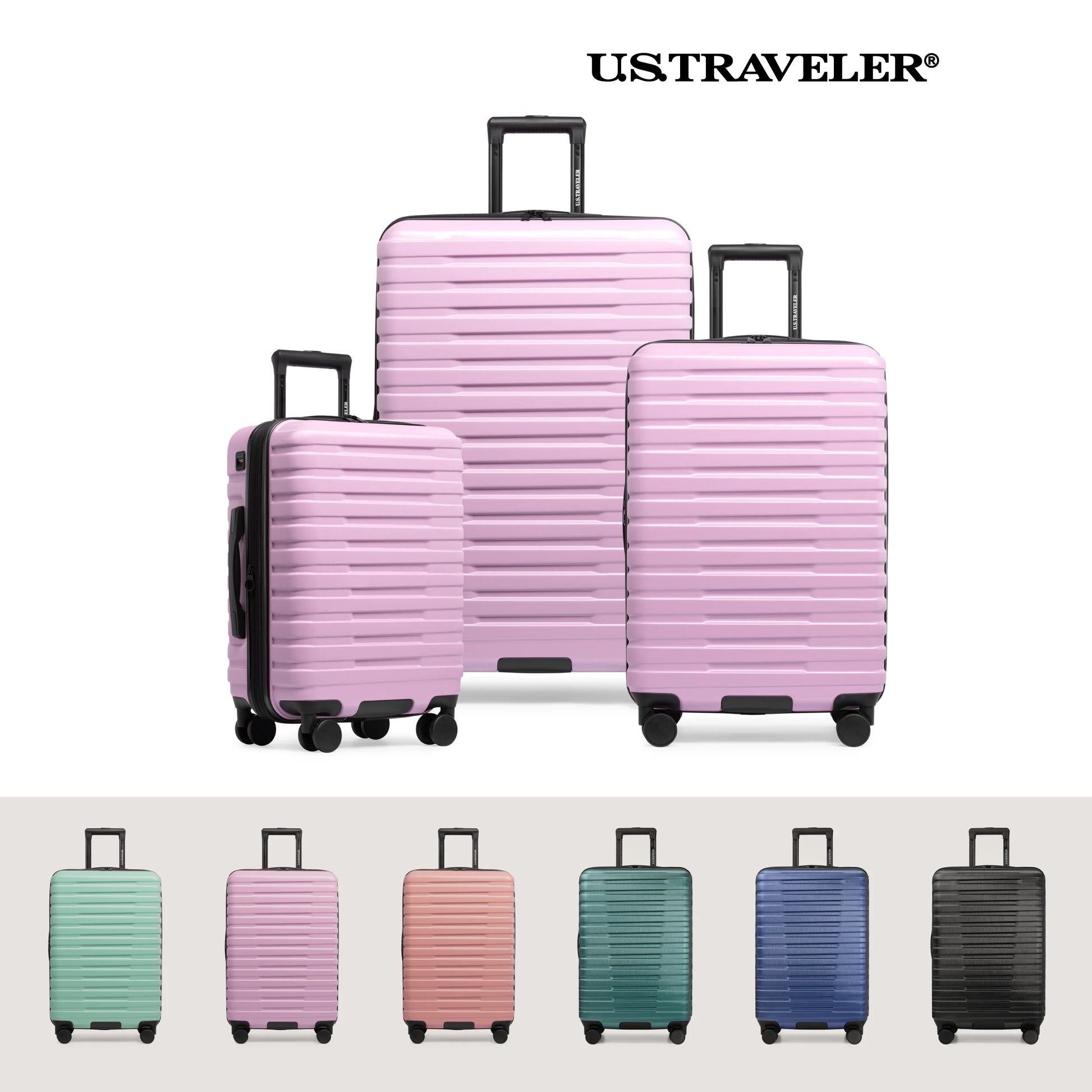 U.S. Traveler Boren Hardside Rugged Spinner Luggage, Lavender, 30" Checked Large