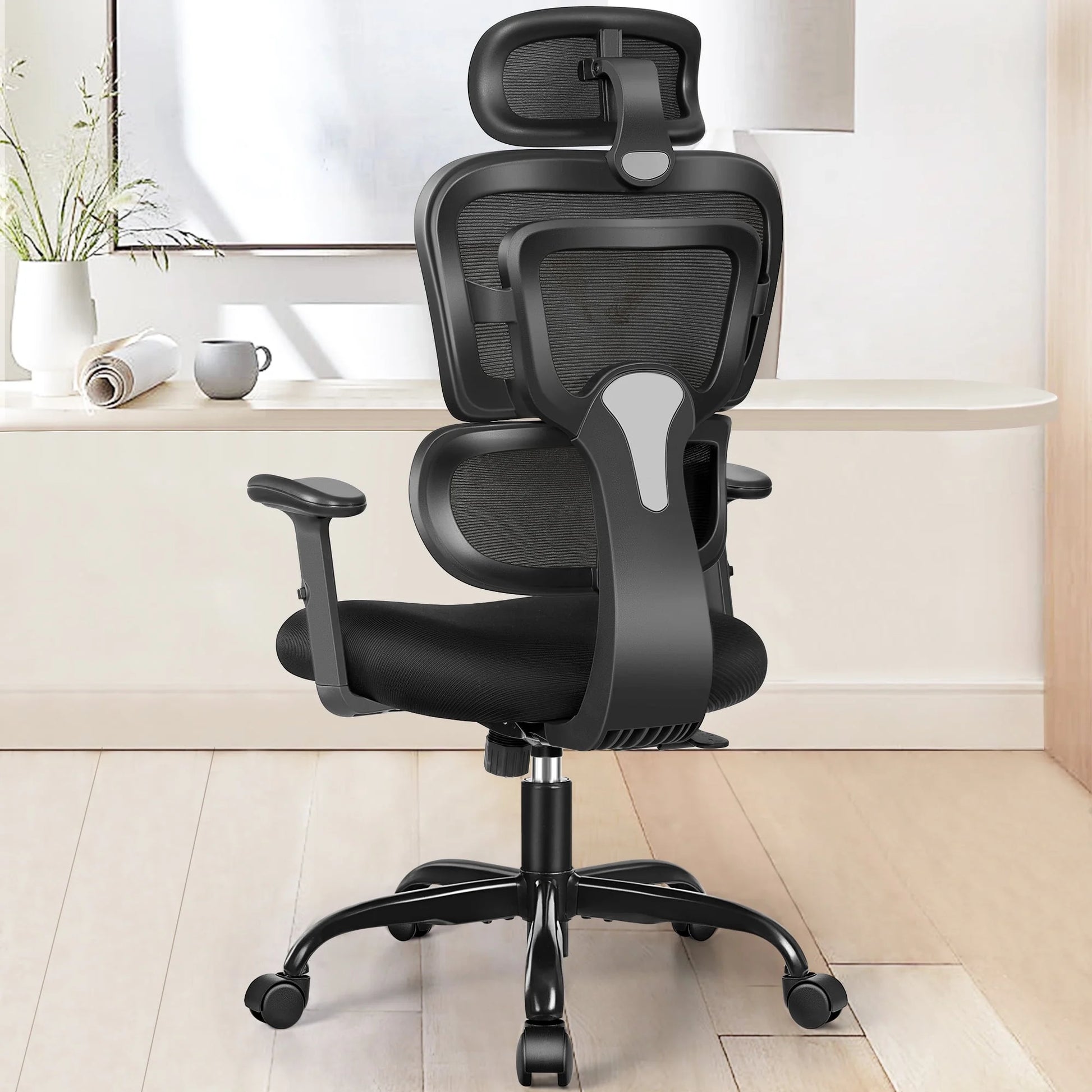 COOLHUT Ergonomic Office Chair Desk Chair High Back Computer Chair with Lumbar Support, High-Sponge Cushion Home Office Chair, 300lbs, Dark Gray