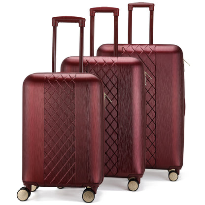 BADGLEY MISCHKA Diamond 3 Piece Expandable Luggage Set (Burgundy)