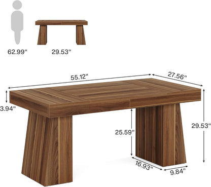 Tribesigns 55 Inches Executive Desk, Mid-Century Modern Home Office Desk with Double Trapezoid Base