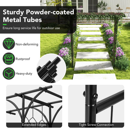 Costway Garden Wedding Rose Arch Pergola Archway Flowers Climbing Plants Trellis Metal