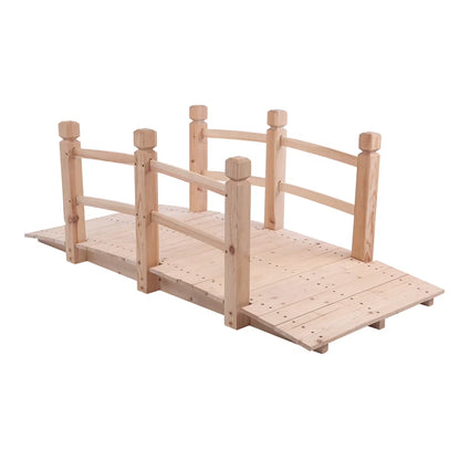 Decorative Wooden Arch Bridge for Garden Landscape, Small Anticorrosive Wood Bridge Enhances Yard, Pond, or Flower Bed, Natural Burlywood Finish for Outdoor Decoration