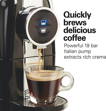 Hamilton Beach Espresso Maker, Compatible with Nespresso* original capsules, Black with Chrome Accents, 40726