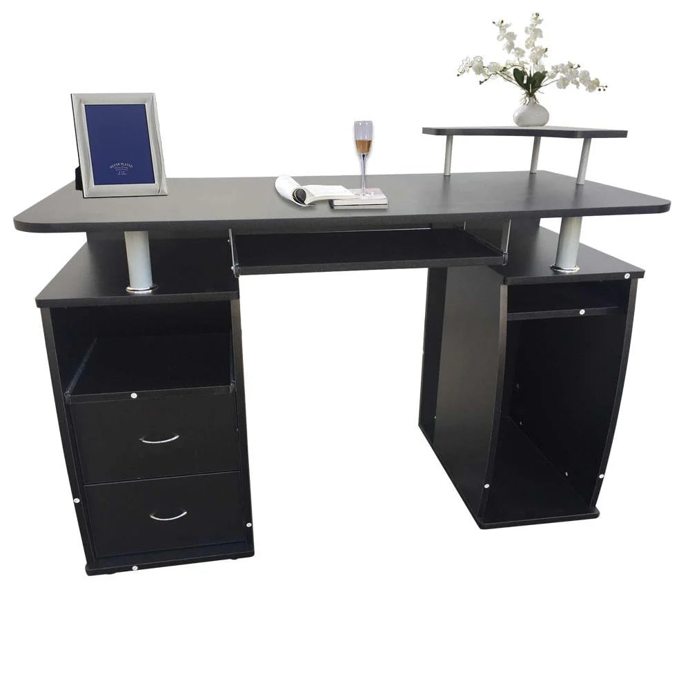 Ktaxon Black Home Office Computer PC Desk Table Work Station,Office Home Raised Monitor & Printer Shelf Furniture