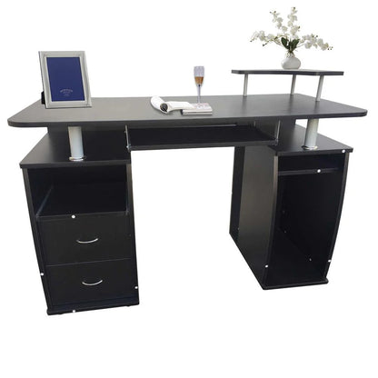 Ktaxon Black Home Office Computer PC Desk Table Work Station,Office Home Raised Monitor & Printer Shelf Furniture