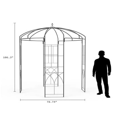 Danolapsi 8.8 FT Elegant Birdcage Shape Garden Arch, Sturdy Steel Wedding Arbor for Outdoor Ceremony, Romantic Pavilion for Climbing Plants, Black Metal Pergola for Patio, Backyard, Lawn Decor