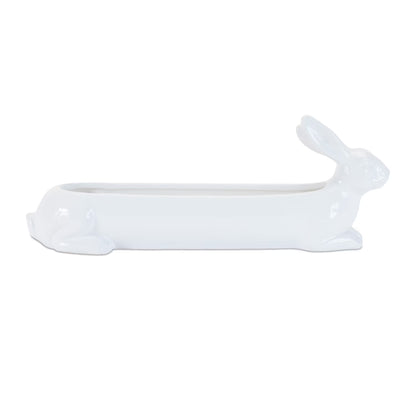 Melrose Ceramic Rabbit Garden Planters - 15.25" - White - Set of 4