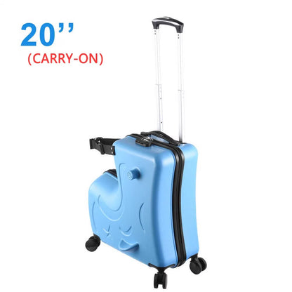 PWTOOL Kids Luggage, Kids Ride-on Luggage with Spinner Wheels Suitcase, Kid's Ride-On Suitcase Help Your Child Relax, Carry On Trolley Luggage with Password Lock, 20"