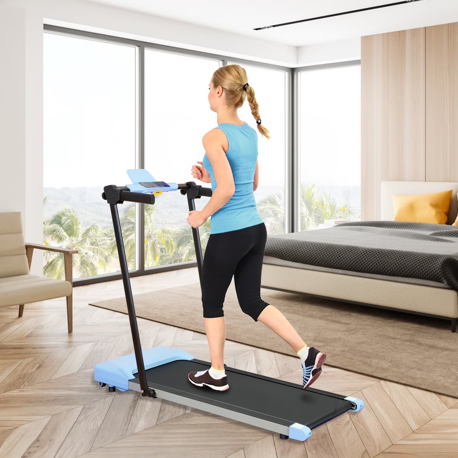 Ambifirner Portable Folding Treadmill, 3.0 HP Foldable Compact Treadmill for Home Office with 300 LBS Capacity For Walking & Running