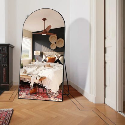 Ufurpie 71"×32" Large Full Length Mirror,Arch Mirror,Floor Mirror with Stand,for Bedroom Living Room Dressing Room,Black