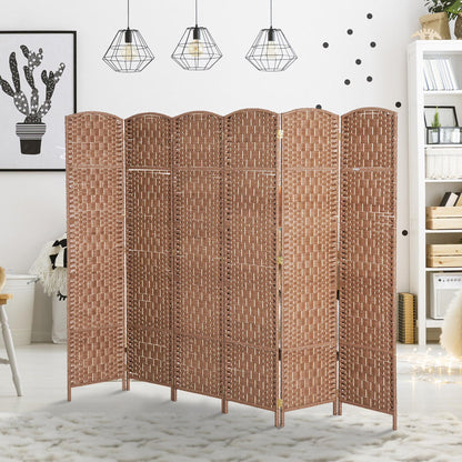 HOMCOM 6' Tall Wicker Weave 6 Panel Room Divider Privacy Screen - Black