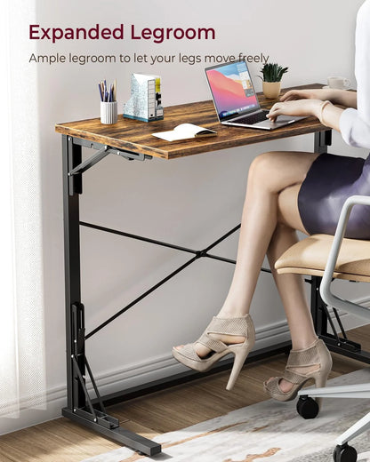 31.5" Folding Desk, Foldable TV Tray Table for Eating on Couch, Extra Large TV Dinner Trays, Portable Fold Computer Writing Desk Table for Home Office, Rustic Brown