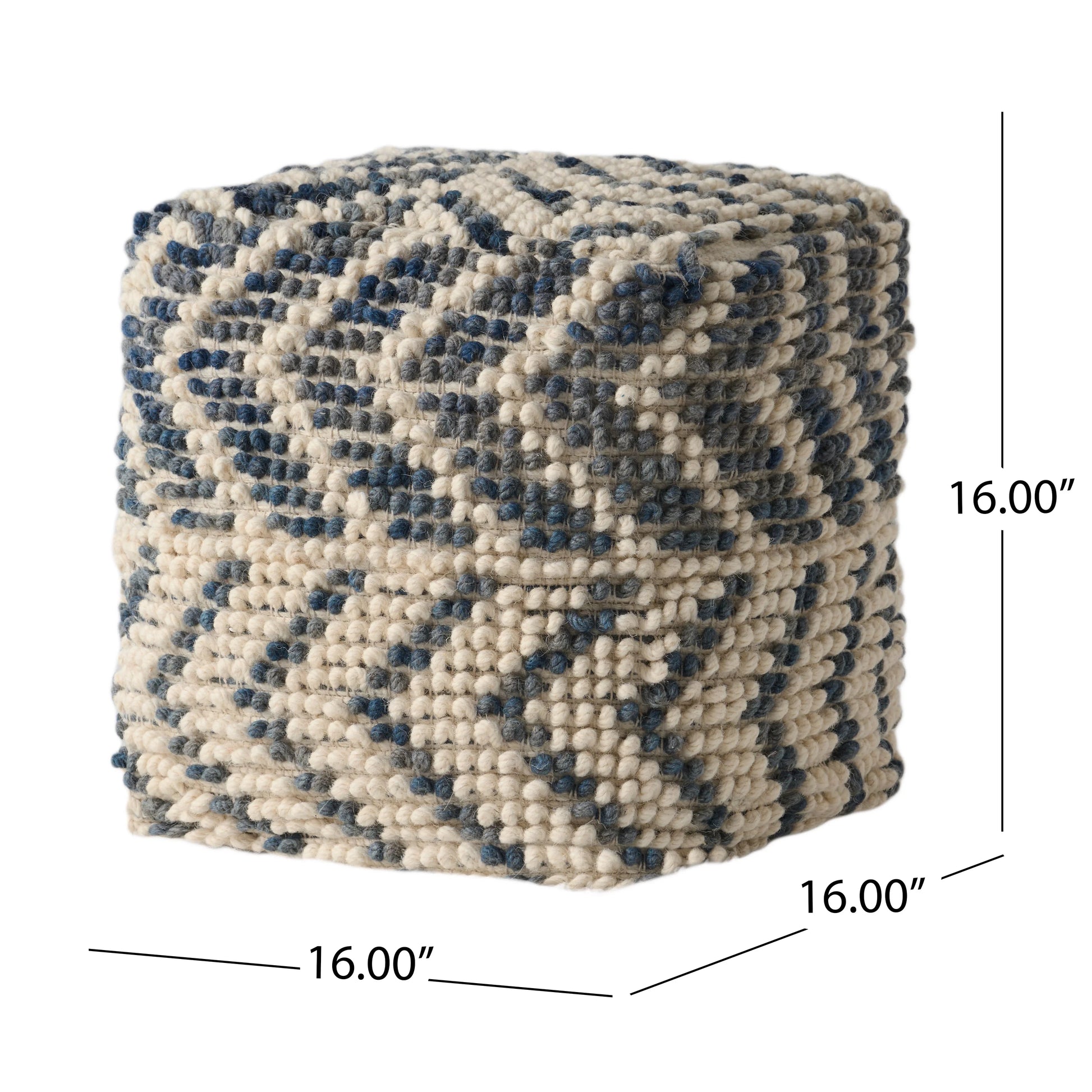 Noble House Cube Chevron Tufted Wool Pouf