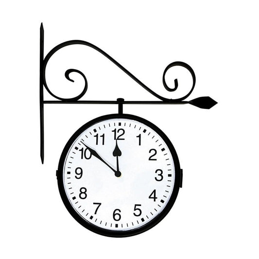 Swim Central 18" Battery Operated Black and White Double-Sided Large Print Mounted Outdoor Clock