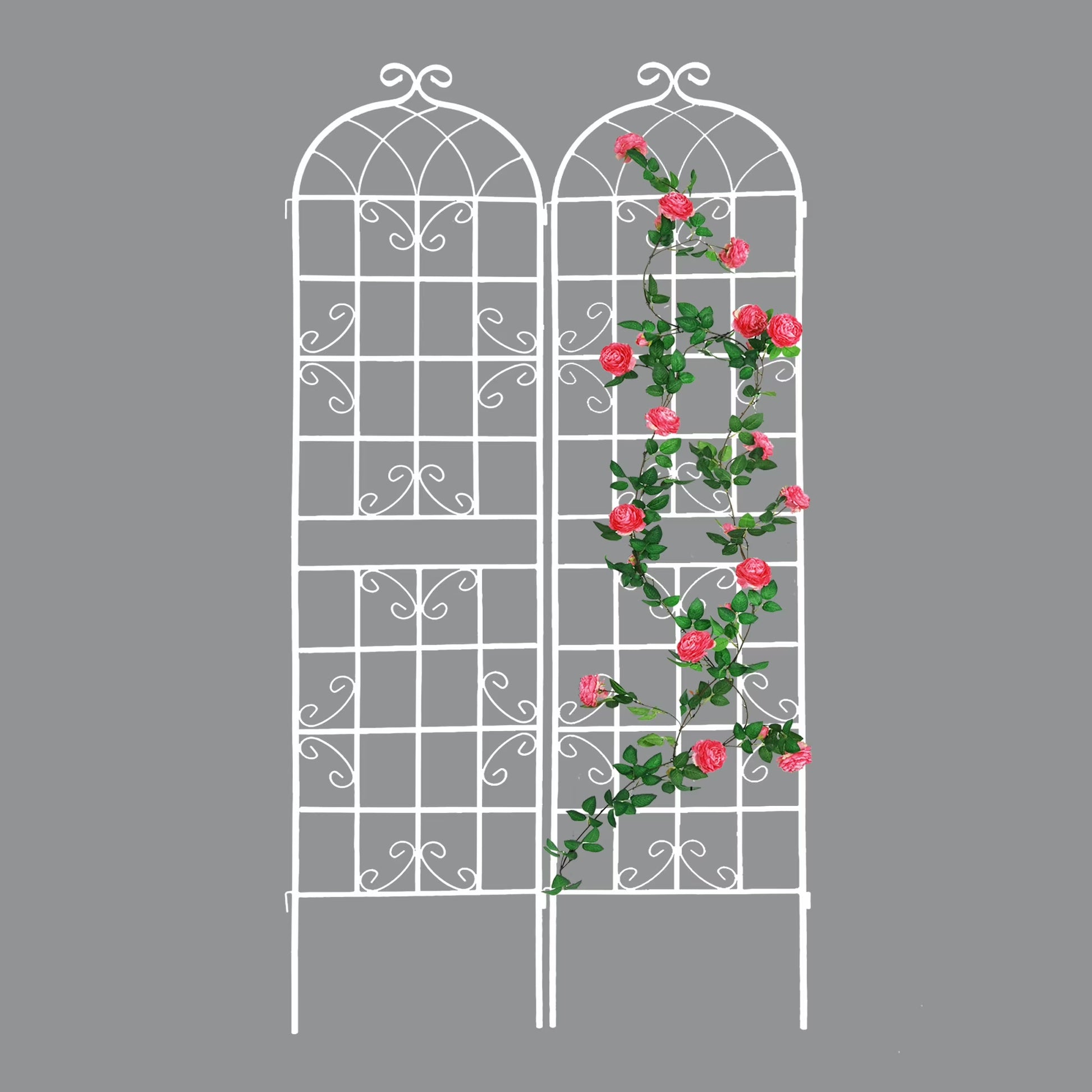 Miniyam 86.7" x 19.7" Metal Garden Trellis, 2 Packs Rustproof Trellis for Climbing Plants, Flower Support, Green