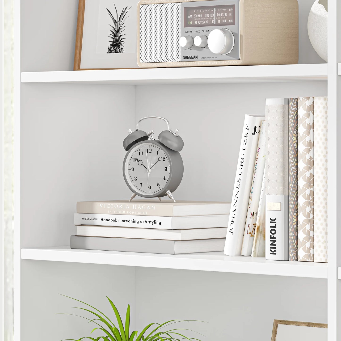 Homfa 74.3° Double Wide 6-Tier Bookcase, Extra Large Wooden Freestanding Display Bookshelf for Home Office Living Room, White