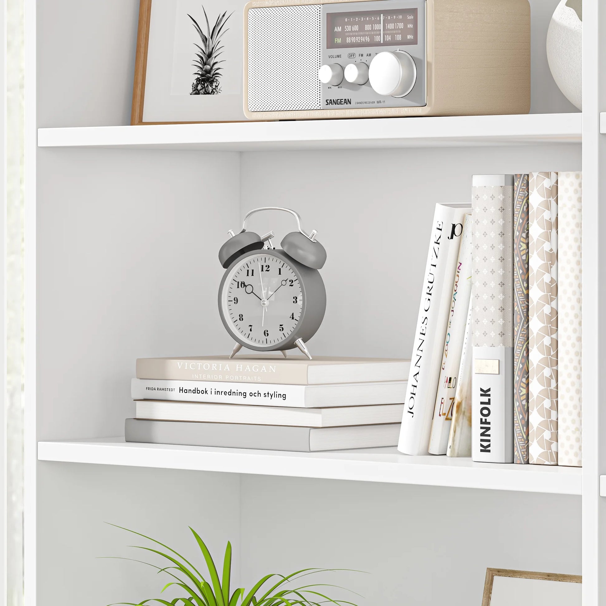 Homfa 74.3° Double Wide 6-Tier Bookcase, Extra Large Wooden Freestanding Display Bookshelf for Home Office Living Room, White