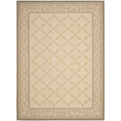 SAFAVIEH Courtyard Cohen Bordered Indoor/Outdoor Area Rug, Dark Beige/Beige, 9' x 12'