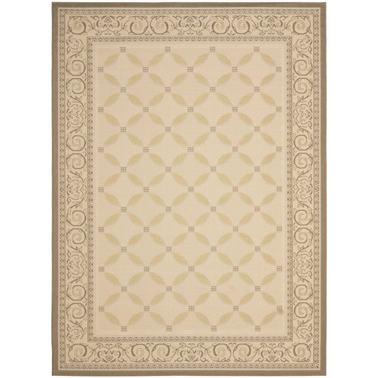 SAFAVIEH Courtyard Cohen Bordered Indoor/Outdoor Area Rug, Dark Beige/Beige, 9' x 12'