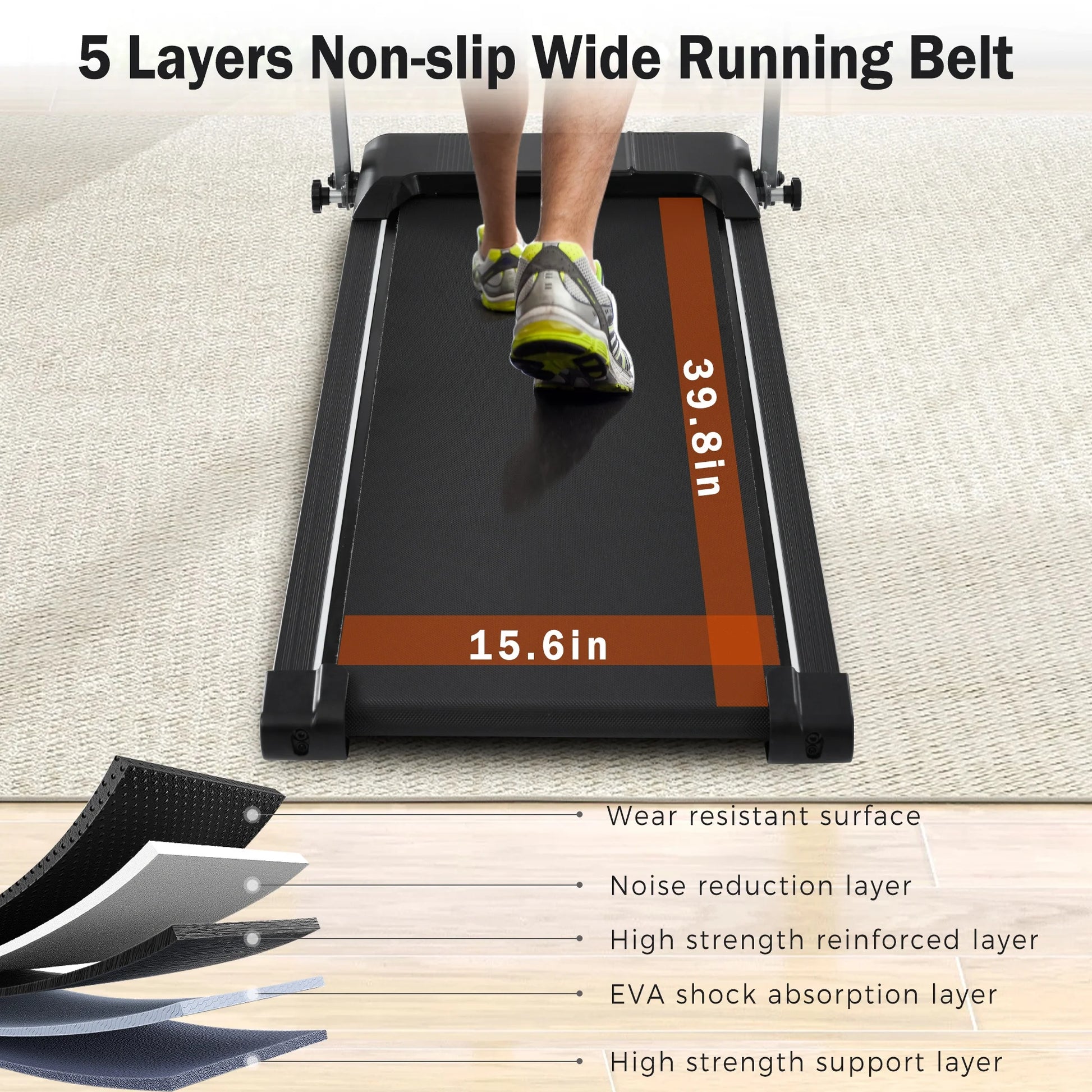 EUROCO 2.5HP Folding Treadmill with 7.5mph Speed, 265LBS Walking Exercise Treadmill with LED Display, 3-Level Incline and 12 Preset Program for Home Office