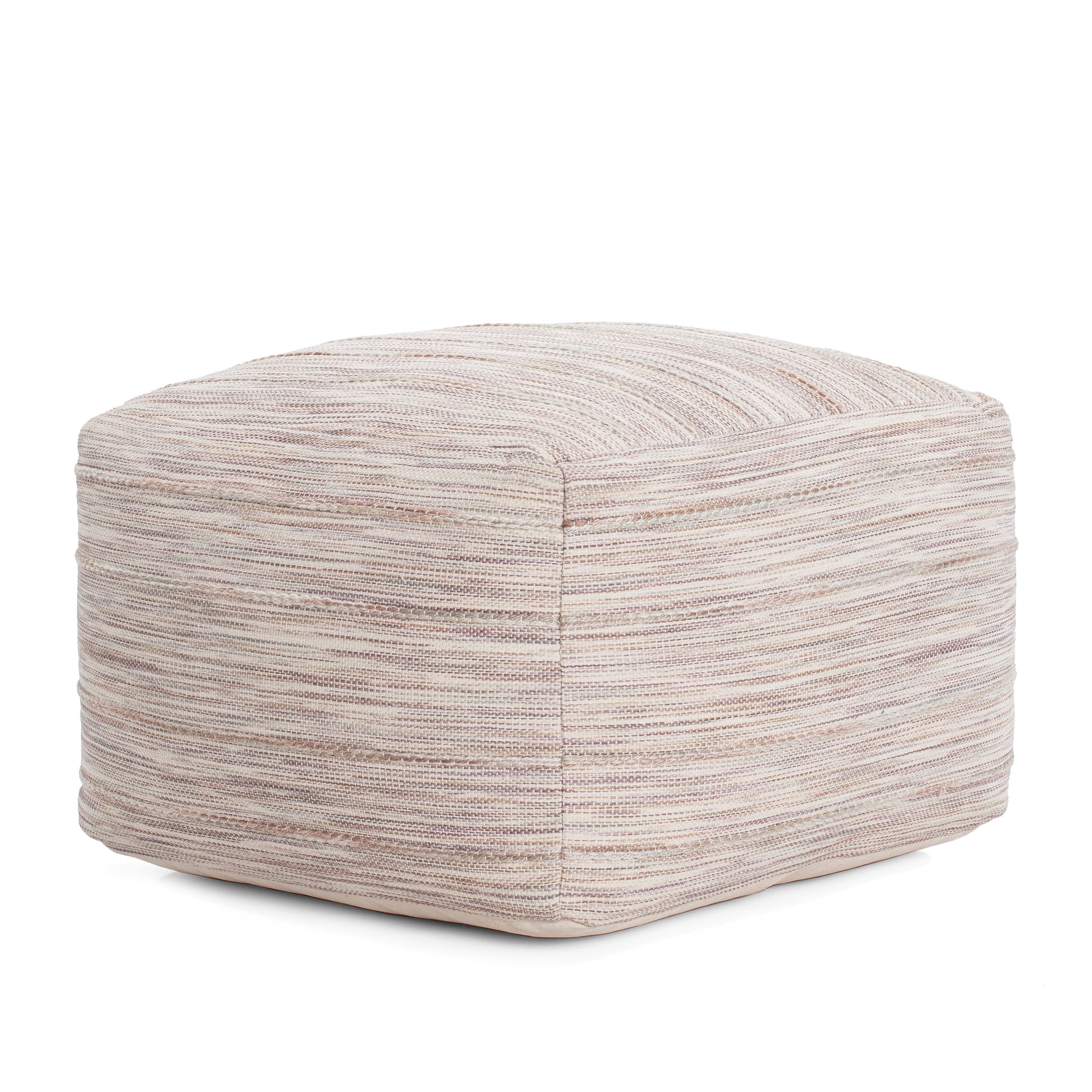 Modern Joya 22" Square Pouf Ottoman Gray and Mauve