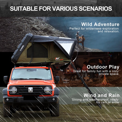 Naturnest Rooftop Tent HardShell with Luggage Rack,Camping Tent for Van Suv Truck Car Vehicle Outdoor, 2-3 Person