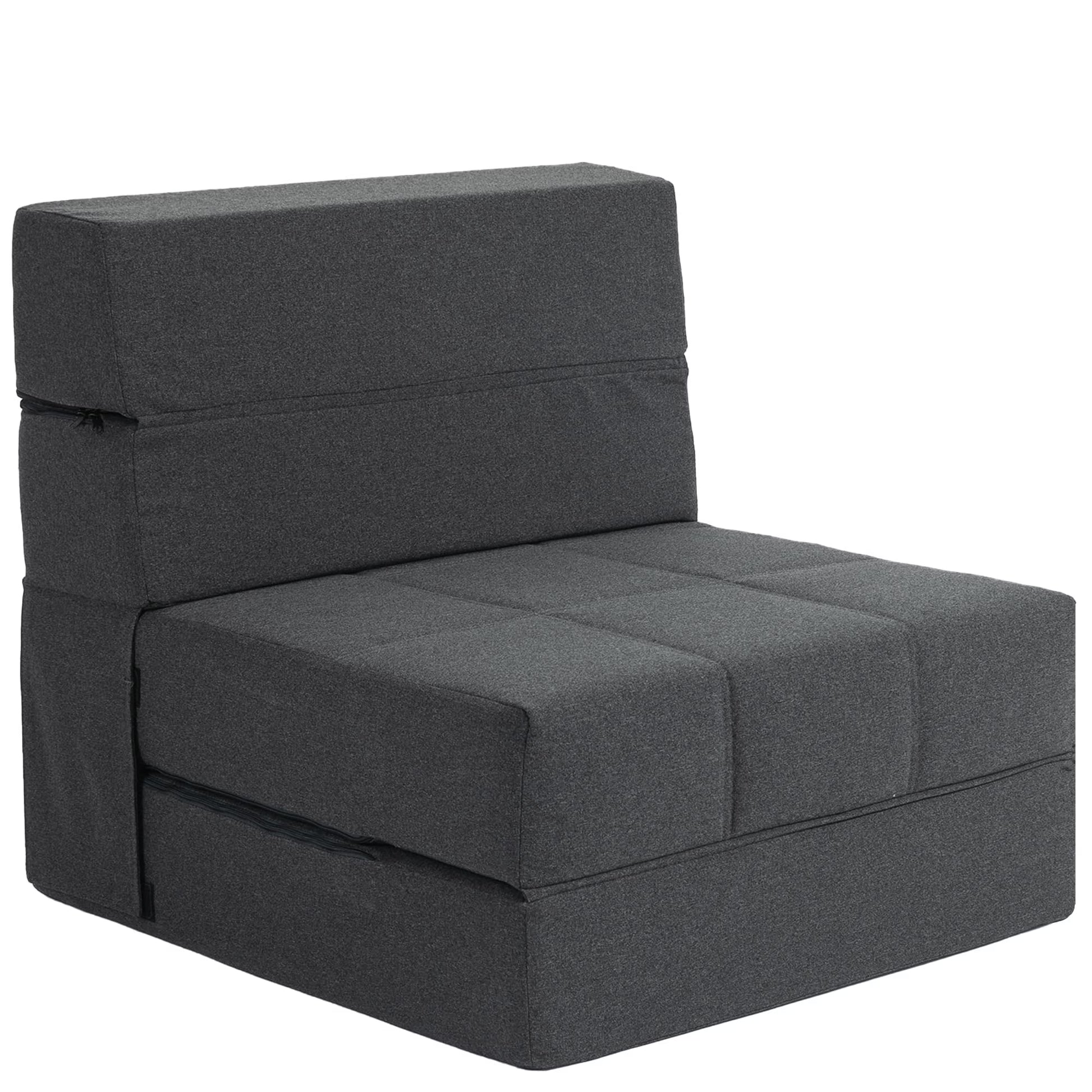 Folding Sofa Bed, 7 inch Memory Foam Floor Couch, Convertible Sleeper Foldable Mattress Futon Sofa for Living Room/Home Office/Guest Beds/Apartment/Upstairs Loft, Dark Gray, Single
