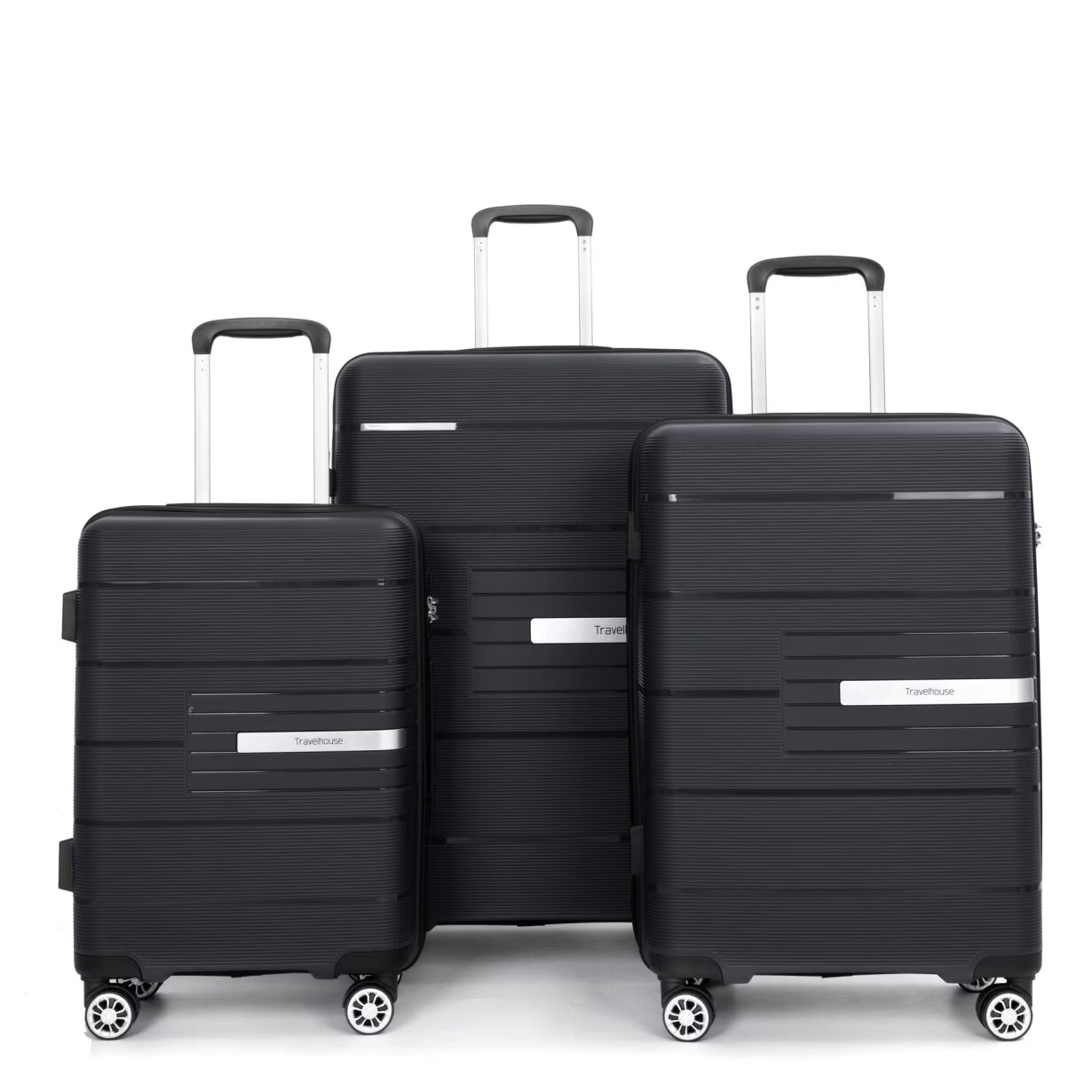 Lightweight PP Suitcase Sets with Spinner Wheels TSA Lock, Hardshell Luggage Sets for Travel Trips, 3-Piece Set (20in/24in/28in), Light Green